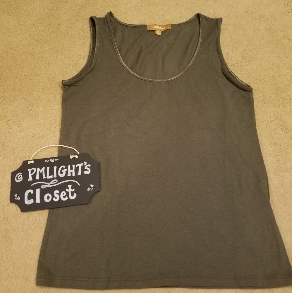 Ellen Tracy Small Olive Green Tank Top